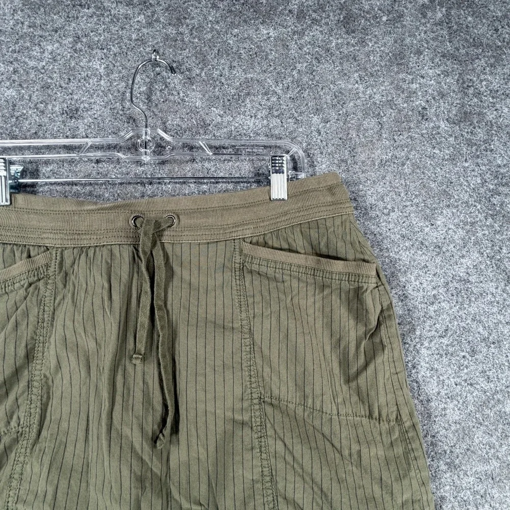 Great Northwest Indigo Skort Women 12 Olive Green Striped Stretch Built In Brief